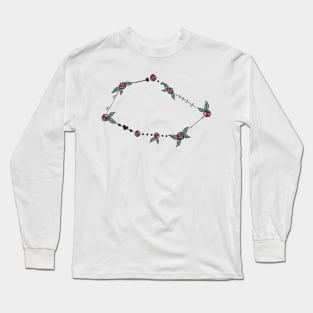 Vela (Sails) Constellation Roses and Hearts Doodle Long Sleeve T-Shirt